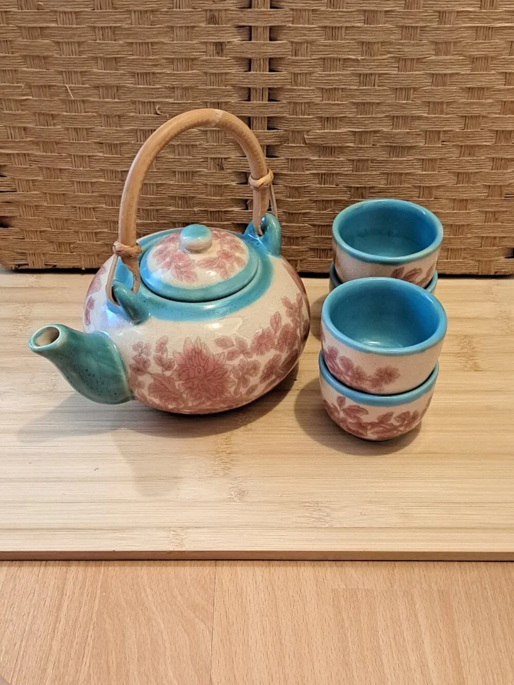 World Market Handpainted Ceramic Teapot Set
